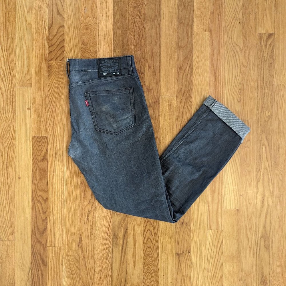 Levi's 511 Distressed Gray Jeans 34 x 36